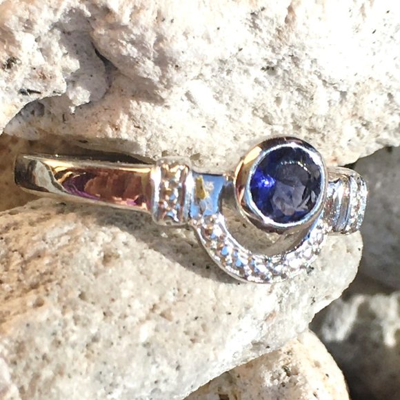 Natural Iolite Sterling Silver Ring Size 7 Genuine Gemstone - Picture 12 of 16